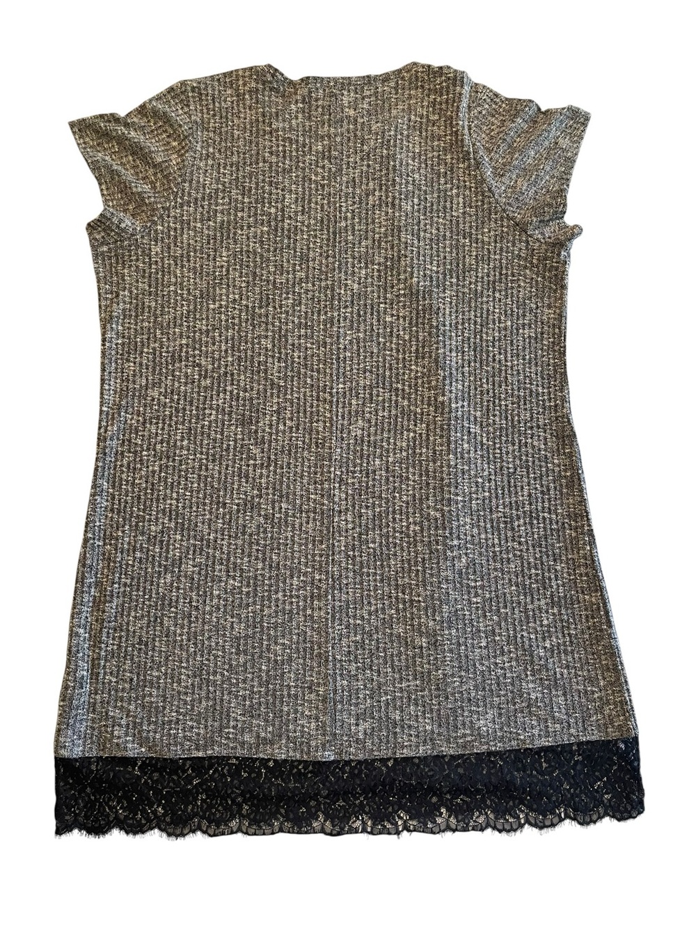 torrid Size 3X Gray Ribbed Knit Nightgown with Black Lace Trim - Picture 3 of 8